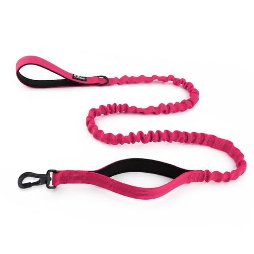 Snootiful Hound Secure Bungee Hundeleine mit Karabinerhaken – Doppelgriff stoßdämpfende Leine – verschiedene Farben – 150–200 cm (Rosa) von Snootiful Hound