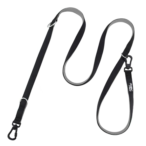 Snootiful Hound Sichere doppelseitige Hundeleine mit Verriegelungsclip, Karabiner, ideale Trainingsleine, komfortable Netzpolsterung, Doppelclip-Leine, 220 cm x 2,5 cm, Grau Snootiful Hound Sichere doppelseitige Hundeleine mit Verriegelungsclip, Karabiner, ideale Trainingsleine, komfortable Netzpolsterung, Doppelclip-Leine, 220 cm x 2,5 cm, Grau von Snootiful Hound