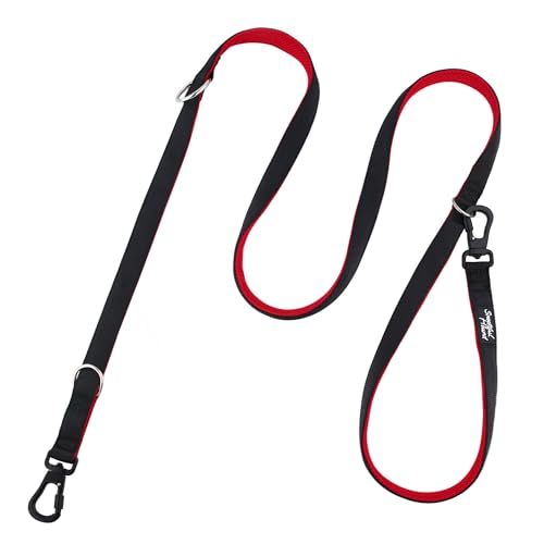 Snootiful Hound Sichere doppelseitige Hundeleine mit Verriegelungsclip, Karabiner, ideale Trainingsleine, komfortable Netzpolsterung, Doppelclip-Leine, 220 cm x 2,5 cm, Rot Snootiful Hound Sichere doppelseitige Hundeleine mit Verriegelungsclip, Karabiner, ideale Trainingsleine, komfortable Netzpolsterung, Doppelclip-Leine, 220 cm x 2,5 cm, Rot von Snootiful Hound