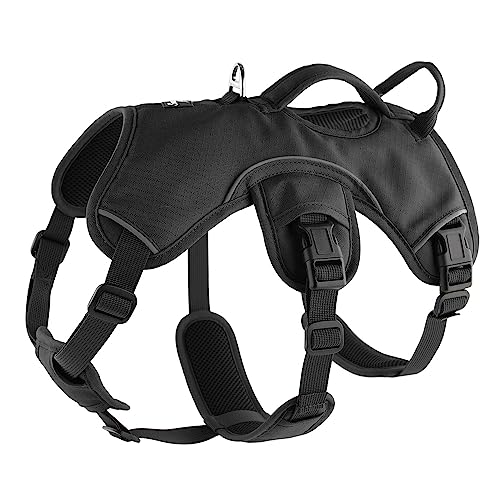 Snootiful Hound Windhund-Geschirr, ausbruchsicheres Hundegeschirr für Lurcher und Windhunde – 3-Punkt-Geschirr – gepolstert, kein Ausweichen, rutschfest (Schwarz, L) von Snootiful Hound