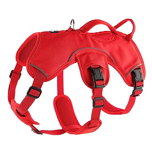 Snootiful Hound Windhundgeschirr, ausbruchsicher, 3-Punkt, gepolstert, kein Ausweichen, rutschfest, Rot, Größe S von Snootiful Hound