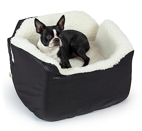 Snoozer Hundeautositz: Lookout I Hundeerhöhung Autositz für kleine Hunde unter 11,3 kg, Haustier-Autositz zur Linderung von Autokrankheiten für Hunde, inklusive Gurtband, schwarzer Diamant, von Snoozer