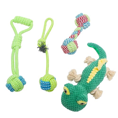 Snorbirell 4 Stück niedliches Quietschspielzeug für Welpen, Kauspielzeug für Welpen, Bälle und mehr, Seil, Kauspielzeug für kleine, mittelgroße und große Haustiere, Kauspielzeug für Hunde, von Snorbirell