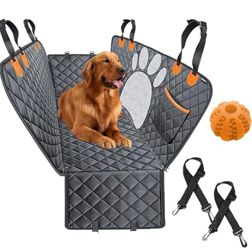 Auto-Hundematte Mit Hartem Boden Für Perfekte Stabilität, Hundesitz Auto Rückbank Mit Seitenschutz Und Sichtfenster, Wasserdicht,Kratzfest Einklappbar Um Passagier Mitzunehmen (Style-3, 137×45cm) von Snrtevu