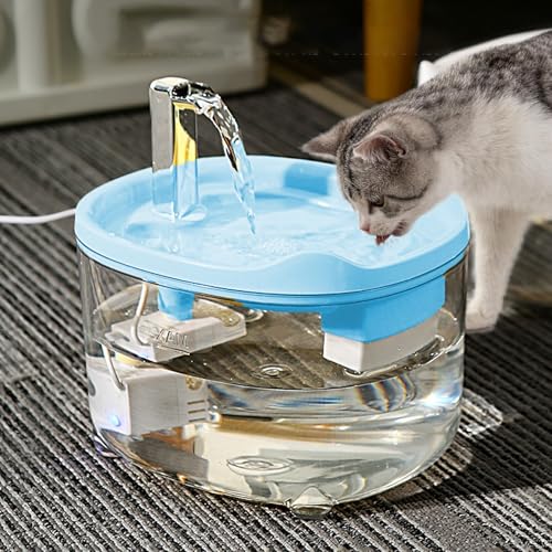 Celerypets Triple-Filter Pet Water Fountain, 1.5 L Trinkbrunnen Für Katze, Automatisch Katzen Trinkbrunnen Mit Leiser Pumpe, USB Powered, Visible Water Level, Removable (Blue) von Snrtevu