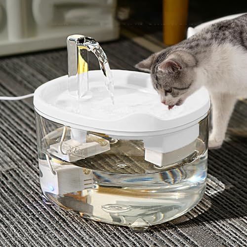 Celerypets Triple-Filter Pet Water Fountain, 1.5 L Trinkbrunnen Für Katze, Automatisch Katzen Trinkbrunnen Mit Leiser Pumpe, USB Powered, Visible Water Level, Removable (White-1) von Snrtevu
