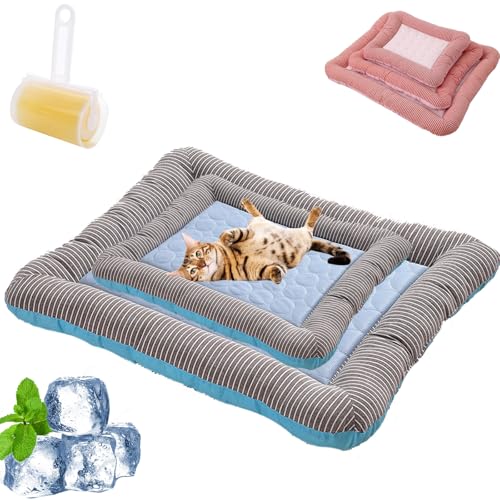 Coolcomfort - Premium Kühlmatte, Kühlmatte Für Den Sommer, Kühlendes Hundebett Mit Rand, rutschfest, Atmungsaktiv, Waschbares, Verschleißfest, Fur Kleine Mittlere Hunde Katzen (Blue,S+L) von Snrtevu