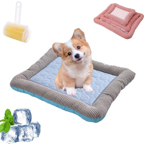 Coolcomfort - Premium Kühlmatte, Kühlmatte Für Den Sommer, Kühlendes Hundebett Mit Rand, rutschfest, Atmungsaktiv, Waschbares, Verschleißfest, Fur Kleine Mittlere Hunde Katzen (Blue,S-45 x 35 cm) von Snrtevu