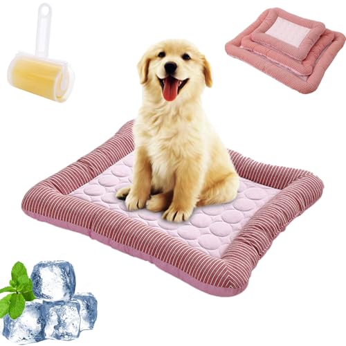 Coolcomfort - Premium Kühlmatte, Kühlmatte Für Den Sommer, Kühlendes Hundebett Mit Rand, rutschfest, Atmungsaktiv, Waschbares, Verschleißfest, Fur Kleine Mittlere Hunde Katzen (PINK,M-55 x 45 cm) von Snrtevu