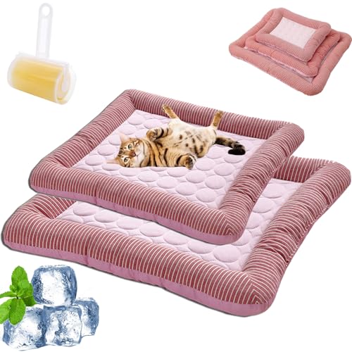 Coolcomfort - Premium Kühlmatte, Kühlmatte Für Den Sommer, Kühlendes Hundebett Mit Rand, rutschfest, Atmungsaktiv, Waschbares, Verschleißfest, Fur Kleine Mittlere Hunde Katzen (PINK,S+L) von Snrtevu