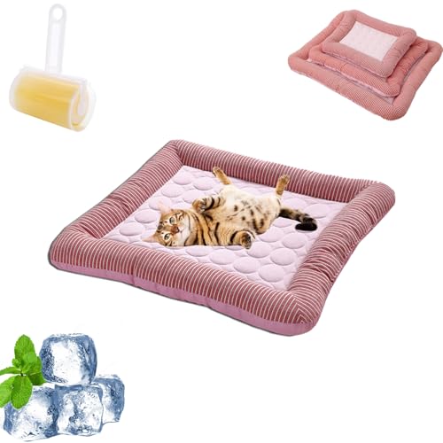 Coolcomfort - Premium Kühlmatte, Kühlmatte Für Den Sommer, Kühlendes Hundebett Mit Rand, rutschfest, Atmungsaktiv, Waschbares, Verschleißfest, Fur Kleine Mittlere Hunde Katzen (PINK,S-45 x 35 cm) von Snrtevu