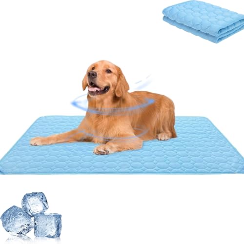 Emmalove - Kühlmatte Für Den Sommer, Kühlmatte Für Hunde Selbstkühlend, Kühlkissen Katze Ohne Gel, Auto und Zuhause Reise Selbstkühlendes Kühlkissen (Blau, S) von Snrtevu