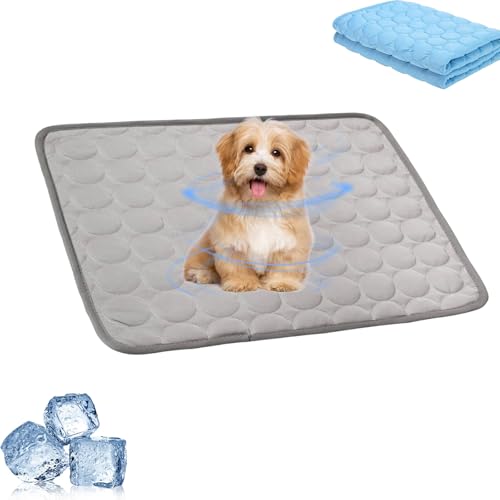 Emmalove - Kühlmatte Für Den Sommer, Kühlmatte Für Hunde Selbstkühlend, Kühlkissen Katze Ohne Gel, Auto und Zuhause Reise Selbstkühlendes Kühlkissen (Grau, M) von Snrtevu