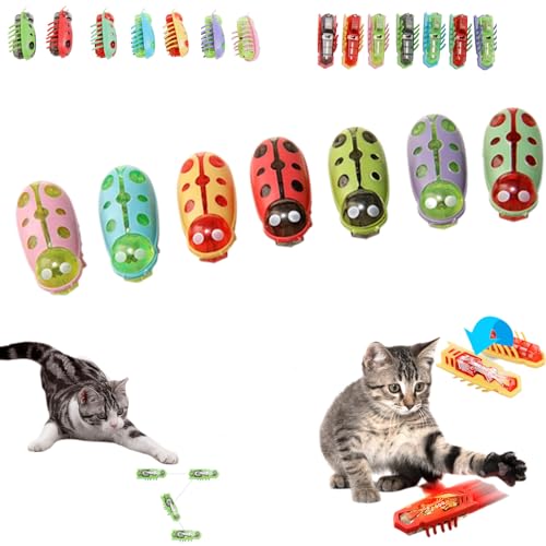 Flitzkäfer Katzenspielzeug, Pfoten Bedarf Flitzkäfer, Interaktives Katzenspielzeug Vibrierenden Insektenspielzeug, Automatisches Unberechenbare Bewegungen Für Endlosen Katzenspaß (Stil-1) von Snrtevu