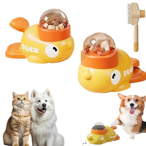 Futterautomat Hund, Interactive Duck Toy, Intelligenzspielzeug Für Hunde, Interactive Cat Toy, Slow Feeder, Lustig Und Langlebig, Geeignet Für Kleine Und Mittelgroße Haustiere (2PCS- Duck Toy,) von Snrtevu