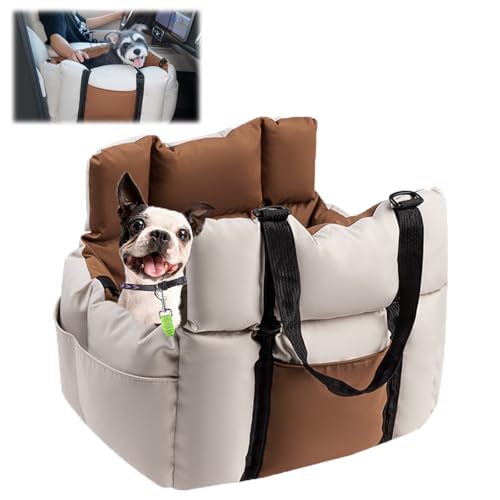 Hundebett Auto, Prächtig Unterwegs Autositz Hundebett Aus Kunstleder - Urban Voyager, Wasserdichtes Hundesitz Auto Mit Aufbewahrungstasche, Für Kleine Mittelgroße Hunde, Tragbarer (Style-1) von Snrtevu
