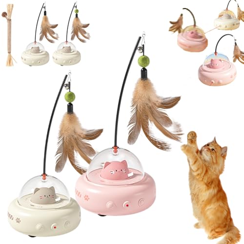 Interaktives Feder- Und Lichtspielzeug Für Neugierige Katzen, Spielzeug Katzen Selbstbeschäftigung Für Aktive Unterhaltung Und Bewegung (2PCS-1) von Snrtevu