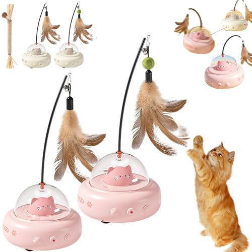 Interaktives Feder- Und Lichtspielzeug Für Neugierige Katzen, Spielzeug Katzen Selbstbeschäftigung Für Aktive Unterhaltung Und Bewegung (2PCS-2) von Snrtevu