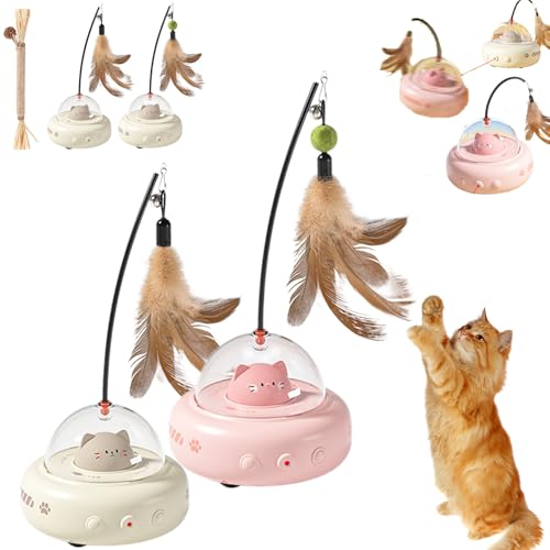 Interaktives Feder- Und Lichtspielzeug Für Neugierige Katzen, Spielzeug Katzen Selbstbeschäftigung Für Aktive Unterhaltung Und Bewegung (2PCS-3) von Snrtevu