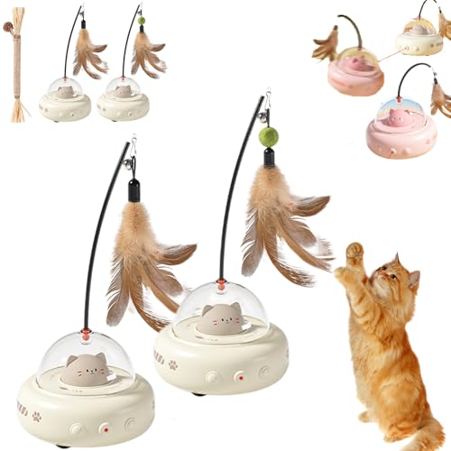 Interaktives Feder- Und Lichtspielzeug Für Neugierige Katzen, Spielzeug Katzen Selbstbeschäftigung Für Aktive Unterhaltung Und Bewegung (2PCS-4) von Snrtevu