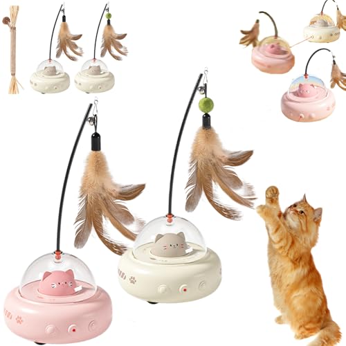 Interaktives Feder- Und Lichtspielzeug Für Neugierige Katzen, Spielzeug Katzen Selbstbeschäftigung Für Aktive Unterhaltung Und Bewegung (2PCS-5) von Snrtevu