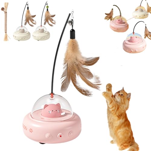 Interaktives Feder- Und Lichtspielzeug Für Neugierige Katzen, Spielzeug Katzen Selbstbeschäftigung Für Aktive Unterhaltung Und Bewegung (PINK-1) von Snrtevu