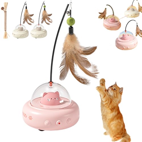 Interaktives Feder- Und Lichtspielzeug Für Neugierige Katzen, Spielzeug Katzen Selbstbeschäftigung Für Aktive Unterhaltung Und Bewegung (PINK-2) von Snrtevu