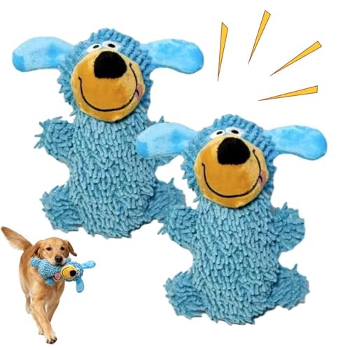Ipawsplus Squeaky Dog Plush Toy, Squeaky Soft Dog Toys, Chenille Noodle Crinkly Chew Dog Toy, Interactive Pet Plush Toys for Small Medium Large Dogs Interactive Play Fun (2*Blue) von Snrtevu