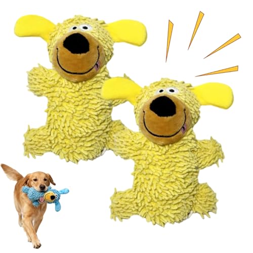 Ipawsplus Squeaky Dog Plush Toy, Squeaky Soft Dog Toys, Chenille Noodle Crinkly Chew Dog Toy, Interactive Pet Plush Toys for Small Medium Large Dogs Interactive Play Fun (2*Yellow) von Snrtevu