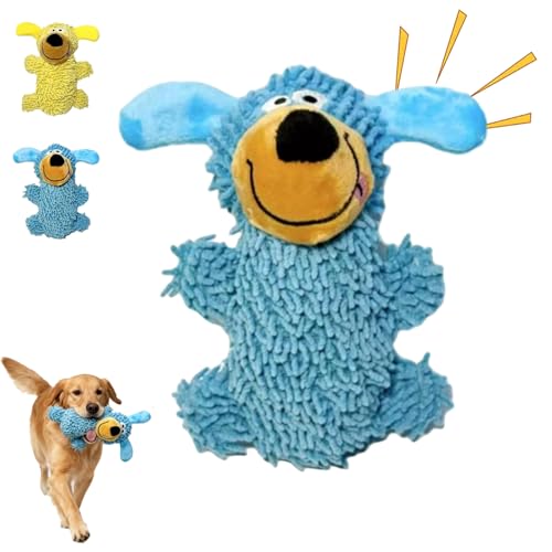 Ipawsplus Squeaky Dog Plush Toy, Squeaky Soft Dog Toys, Chenille Noodle Crinkly Chew Dog Toy, Interactive Pet Plush Toys for Small Medium Large Dogs Interactive Play Fun (Blue) von Snrtevu