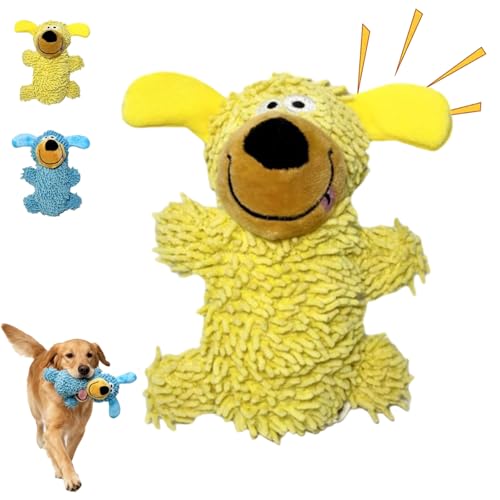 Ipawsplus Squeaky Dog Plush Toy, Squeaky Soft Dog Toys, Chenille Noodle Crinkly Chew Dog Toy, Interactive Pet Plush Toys for Small Medium Large Dogs Interactive Play Fun (Yellow) von Snrtevu