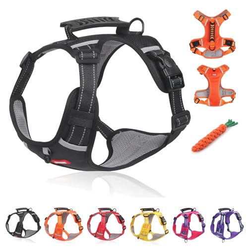 Kein Zug-Hundegeschirr FüR Haustiere, Atmungsaktives Und ExplosionsgeschüTztes Haustiergeschirr, Breathable & Soft Chest Harness Reflective, for Dogs Walking Running Train (A Black,S) von Snrtevu