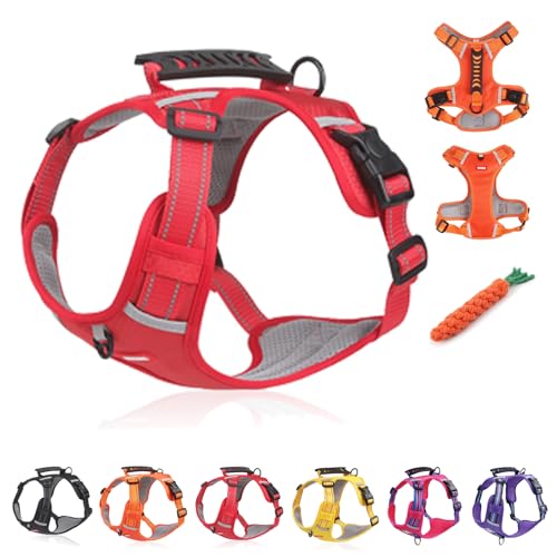 Kein Zug-Hundegeschirr FüR Haustiere, Atmungsaktives Und ExplosionsgeschüTztes Haustiergeschirr, Breathable & Soft Chest Harness Reflective, for Dogs Walking Running Train (A Red,L) von Snrtevu