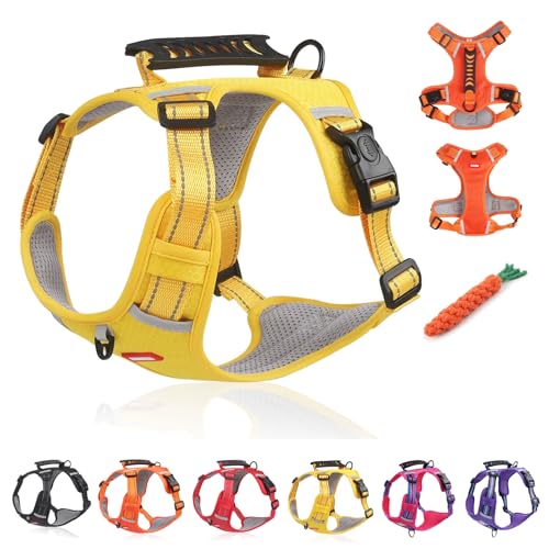 Kein Zug-Hundegeschirr FüR Haustiere, Atmungsaktives Und ExplosionsgeschüTztes Haustiergeschirr, Breathable & Soft Chest Harness Reflective, for Dogs Walking Running Train (A Yellow,S) von Snrtevu