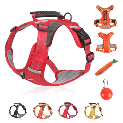 Kein Zug-Hundegeschirr FüR Haustiere, Atmungsaktives Und ExplosionsgeschüTztes Haustiergeschirr, Breathable & Soft Chest Harness Reflective, for Dogs Walking Running Train (B Red,M) von Snrtevu