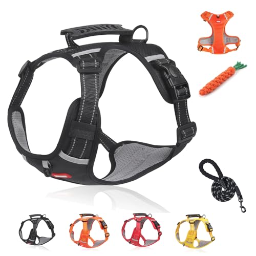 Kein Zug-Hundegeschirr FüR Haustiere, Atmungsaktives Und ExplosionsgeschüTztes Haustiergeschirr, Breathable & Soft Chest Harness Reflective, for Dogs Walking Running Train (C Black,M) von Snrtevu