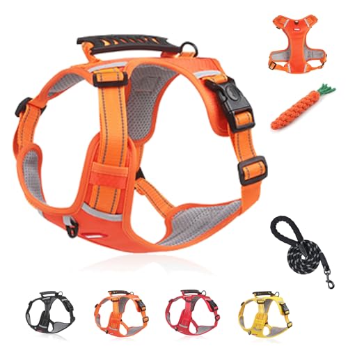Kein Zug-Hundegeschirr FüR Haustiere, Atmungsaktives Und ExplosionsgeschüTztes Haustiergeschirr, Breathable & Soft Chest Harness Reflective, for Dogs Walking Running Train (C Orange,M) von Snrtevu