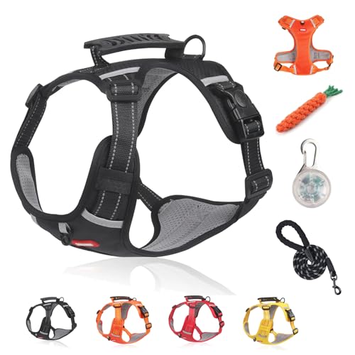 Kein Zug-Hundegeschirr FüR Haustiere, Atmungsaktives Und ExplosionsgeschüTztes Haustiergeschirr, Breathable & Soft Chest Harness Reflective, for Dogs Walking Running Train (D Black,XS) von Snrtevu