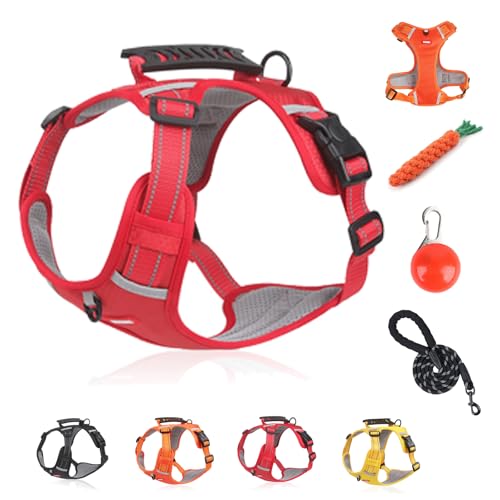 Kein Zug-Hundegeschirr FüR Haustiere, Atmungsaktives Und ExplosionsgeschüTztes Haustiergeschirr, Breathable & Soft Chest Harness Reflective, for Dogs Walking Running Train (D Red,XS) von Snrtevu