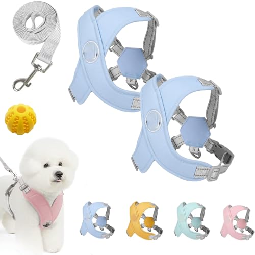 Kein Zug-Hundegeschirr Für Haustiere, Chewie Cozy Harness, Chewie Dog Harness, Hundegeschirr Gepolstert, Für Kleine Hunde Mittelgroße Hunde, Reflektierend, Einstellbar (2PCS-10,S (4–7 kg)) von Snrtevu