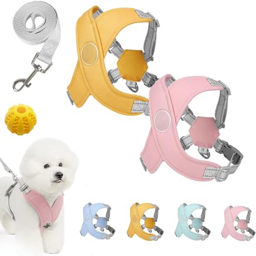 Kein Zug-Hundegeschirr Für Haustiere, Chewie Cozy Harness, Chewie Dog Harness, Hundegeschirr Gepolstert, Für Kleine Hunde Mittelgroße Hunde, Reflektierend, Einstellbar (2PCS-2,S (4–7 kg)) von Snrtevu
