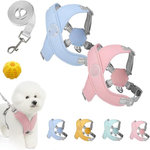 Kein Zug-Hundegeschirr Für Haustiere, Chewie Cozy Harness, Chewie Dog Harness, Hundegeschirr Gepolstert, Für Kleine Hunde Mittelgroße Hunde, Reflektierend, Einstellbar (2PCS-3,M (6–9 kg)) von Snrtevu