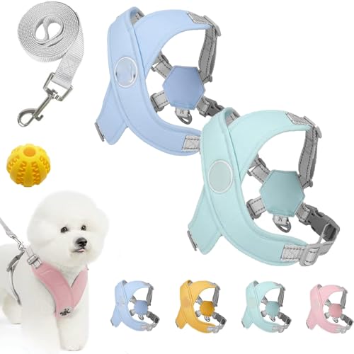 Kein Zug-Hundegeschirr Für Haustiere, Chewie Cozy Harness, Chewie Dog Harness, Hundegeschirr Gepolstert, Für Kleine Hunde Mittelgroße Hunde, Reflektierend, Einstellbar (2PCS-4,S (4–7 kg)) von Snrtevu
