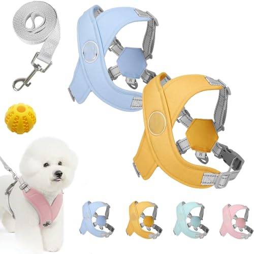 Kein Zug-Hundegeschirr Für Haustiere, Chewie Cozy Harness, Chewie Dog Harness, Hundegeschirr Gepolstert, Für Kleine Hunde Mittelgroße Hunde, Reflektierend, Einstellbar (2PCS-5,S (4–7 kg)) von Snrtevu