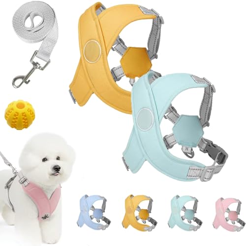 Kein Zug-Hundegeschirr Für Haustiere, Chewie Cozy Harness, Chewie Dog Harness, Hundegeschirr Gepolstert, Für Kleine Hunde Mittelgroße Hunde, Reflektierend, Einstellbar (2PCS-6,S (4–7 kg)) von Snrtevu