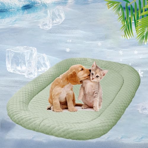 KittyCool - Kühlendes Katzenbett mit Eisseide, Kühlendes Sofabett Hund, Kühlendes Kundebett Sommerkühlung für drinnen und draußen, Der ultimative kühlkomfort für Deine Katze und Hund (Green,S) von Snrtevu