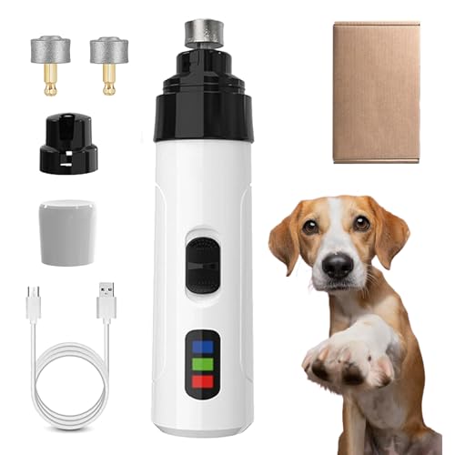 Krallenschleifer FüR Hunde, Krallenschleifer Pro Salon-Stressfreie Krallenpflege FüR Hunde, Silent Pro Nail Grinder Mit 2 Geschwindigkeiten, FüR Kleine MittelgroßE Gro (Standardmodell + Schleifkopf*2) von Snrtevu