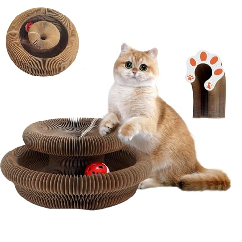 Kratzkokon, Foldable Convenient Tragbare Pet Cat Scratch Board, Intelligenzspielzeug für Katzen, Faltbares Akkordeon-Katzenwirbel mit Ball (A#) von Snrtevu