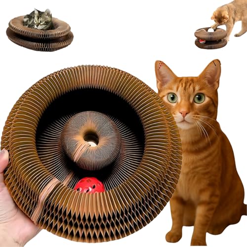 Kratzkokon, Katzenwirbel Katzenliebling, Faltbares Akkordeon-Katzenspielzeug mit Ball zur Linderung von Katzenangst von Snrtevu