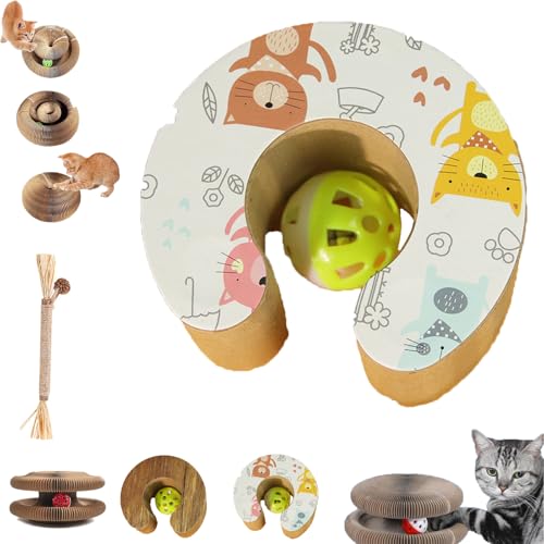 Kratzkokon, Neueste Tragbare Pet Cat Scratch Board, Faltbares Katzenspielzeug Für Kratzen, Spielen, Jagen Und Ausruhen, Mit Ball, Junge Katze, Widerstandsfähig, Reversibel (STIE-2,1PC) von Snrtevu